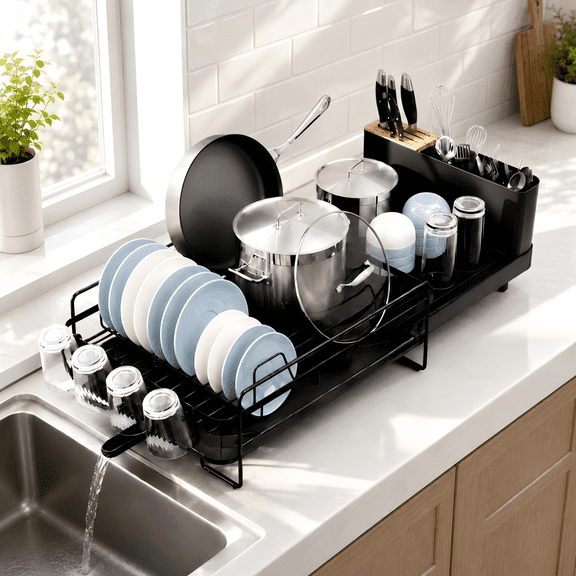 Efoee Dish Drying Rack Carbon Steel Foldable Dish Racks