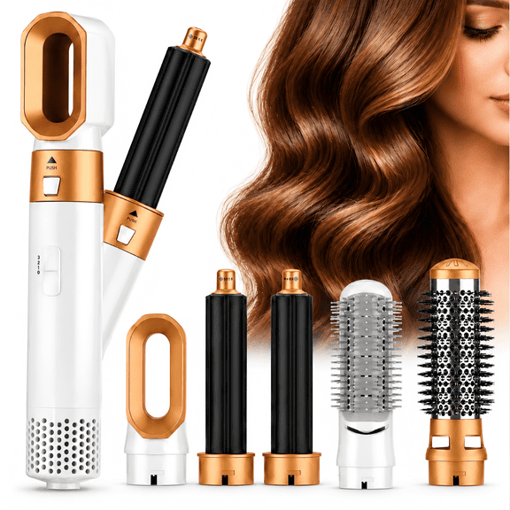 Efoee Hair Dryer Brush 5 in 1, Curling Iron Hair Styling Tools for Straight/Curl/Drying/Smoothing,Negative Ion Blow Dryer Brush Set Upgrade Hot Air Brush Air Styler Curling Wrap Air Curler,