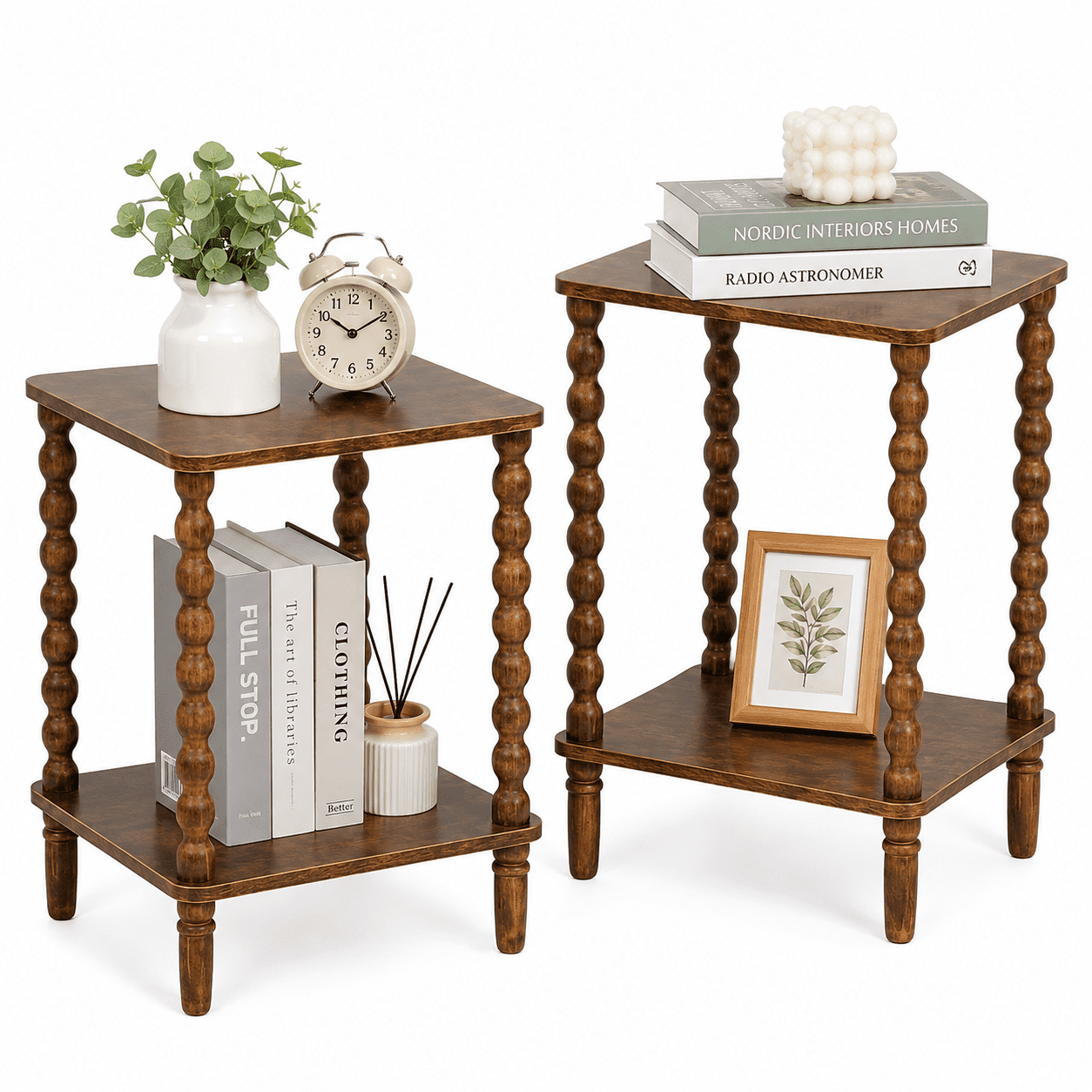 Small Keep Table Efoee Side Table, Small End Table with Storage Shelf, 2-Tier Small ...