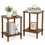 Efoee Side Table, Small End Table with Storage Shelf, 2-Tier Small Coffee Tables Living Room for Bedroom, Narrow Spaces