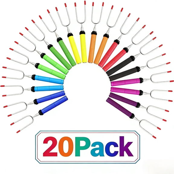 Efoee Smores Sticks for Fire Pit,Accessories for Campfire Marshmallow Roasting Sticks Smores Kit Outdoor,Smore Skewers Hot Dog Fork For Outside,Camping Essentials Bonfire Gear Long 34" 20 Pack