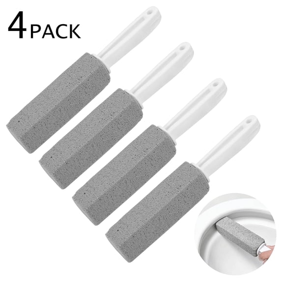 SYVVY 4Pcs Pumice Stone Toilet Bowl Cleaner,Pumice Stone for Cleaning Toilet, Pool, Sink, Bathtubs,with 4.13 inches Plastic Handle,Remove Limescale Stain
