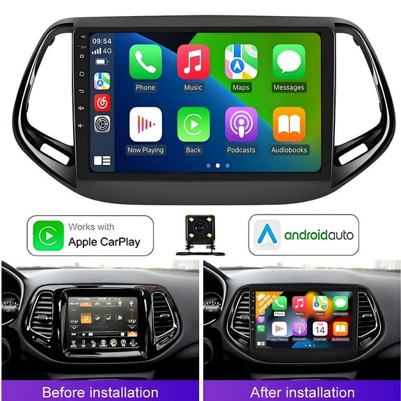 Eforcase 2+32G Car Stereo Radio for Jeep Compass 2017-2019, Support Wireless Carplay Android Auto 9" Touch Screen Android 13 Bluetooth GPS Navigation Car Player Radio