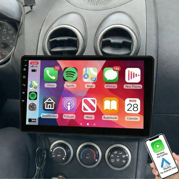 Eforcase 2+64G Car Radio for Nissan Rogue 2008-2013 with Wireless Carplay/Android Auto,Android Car Stereo 10.1 Inch Touch Screen GPS Navigation WiFi Bluetooth FM/RDS Mirror Link SWC Backup Camera