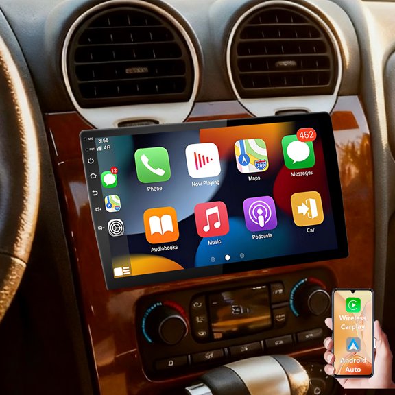 Eforcase 2G+64G Android Car Stereo for GMC Envoy 2002-2009 with Wireless CarPlay Android Auto Mirror Link, 10.1 Inch Touchscreen Bluetooth GPS Navigation WiFi FM Backup Camera MIC