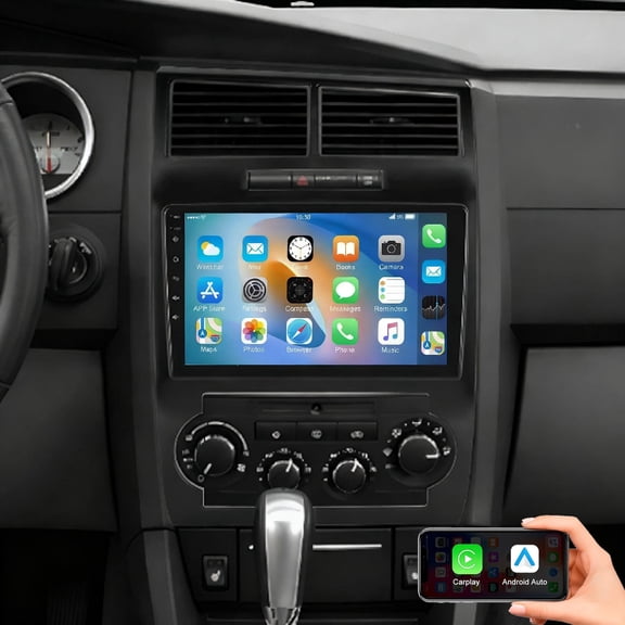 Eforcase 2G+64G Car Radio for Dodge Challenger/Charger 2005-2007 Android 15 Wireless Carplay Android auto Car Stereo, 9inch Touch Screen Bluetooth GPS WiFi FM Mirror Link RCA USB SWC + Backup Camera