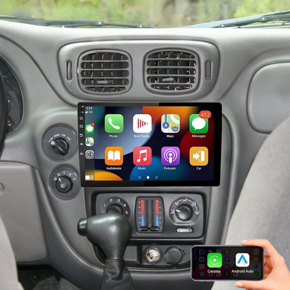 Eforcase 2G+64G Car Radio Stereo for Chevrolet Trailblazer 2002-2009 with Wireless CarPlay Android Auto,10 Inch IPS Touch Screen GPS Head Unit WiFi Bluetooth HD Rear Camera