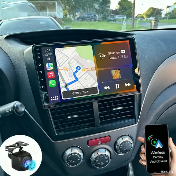 Eforcase 2G+64G Car Radio for Subaru Forester 2008-2012 Android 15 Car Stereo with Wireless Carplay Android Auto, 9 inch Touch Screen DSP Bluetooth GPS WiFi FM Mirror Link RCA + Backup Camera