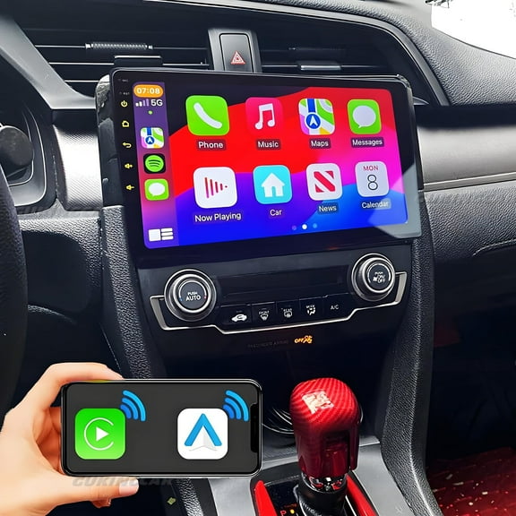 Eforcase 4+64GB Car Stereo Radio for Honda Civic 2016-2020, 9inch Touch Screen Support Wireless CarPlay Android Auto/GPS Navigation/Bluetooth/FM Aftermarket Radio+Backup Camera