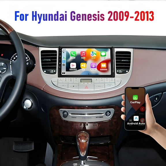 Eforcase 4G+64G Car Stereo Car for Hyundai Genesis 2009-2014 Android with Wireless Carplay Android Auto WiFi GPS Navigation Radio Player 9 Touchscreen Audio Multimedia Head Unit