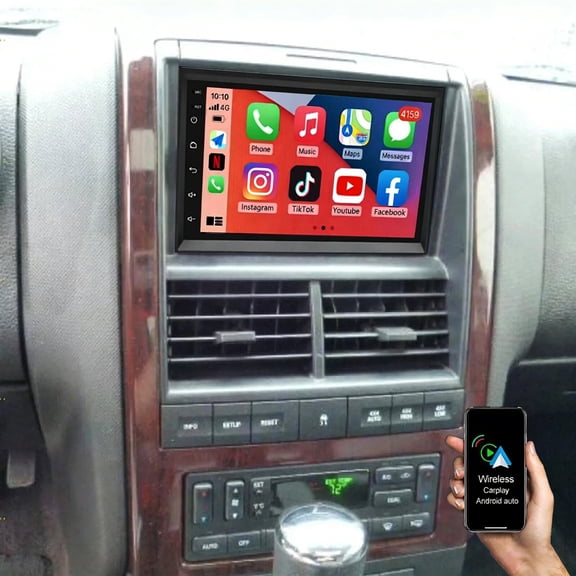 Eforcase 7 Inch Android 13 Double Din Car Stereo Radio for Ford Explorer 2006-2010 with Wireless CarPlay Android Auto Bluetooth Touchscreen Head Unit,GPS Mirror Link Backup Camera FM/RDS SWC