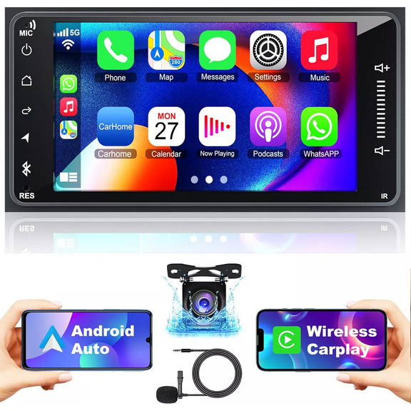 Eforcase 7" Car Stereo Radio for Toyota 4Runner 2003-2009 Matrix 2003-2008 Yaris 2007-2011 Land Cruiser 1998-2007 RAV4 2001-2008 Celica 2000-2005 Android 13 Carplay Bluetooth FM SWC GPS Navi