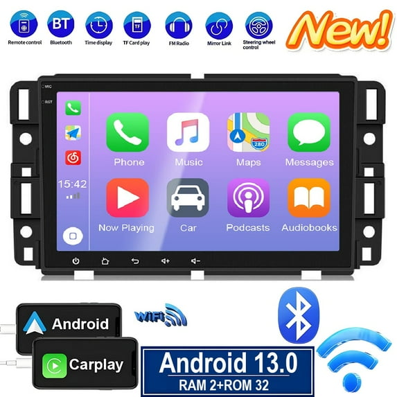 Eforcase 8 Inch Car Radio Stereo for Chevrolet GMC with Wireless CarPlay/Android Auto/Touch Screen/GPS Navigation/HD Backup Camera