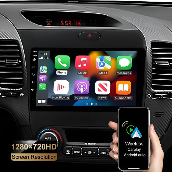 Eforcase 9 Inch Car Stereo Radio for Kia Forte 2013-2018, IPS Screen Wireless Apple CarPlay Android Auto GPS Navigation Mirror Link Multimedia Player