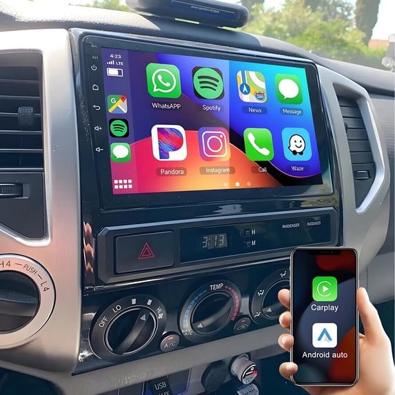 Eforcase 9 Inch Touchscreen Car Stereo Radio for Toyota Tacoma 2005-2013 Built-in Wireless Carplay and Android Auto, Support GPS/Bluetooth/FM/SWC with Backup Camera