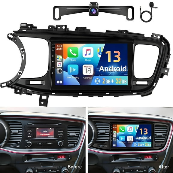 Eforcase 9 Inch for Kia Optima 2013-2015 Car Radio with Wireless CarPlay Android Auto, Touchscreens GPS Navigation Car Stereo with AHD Camera