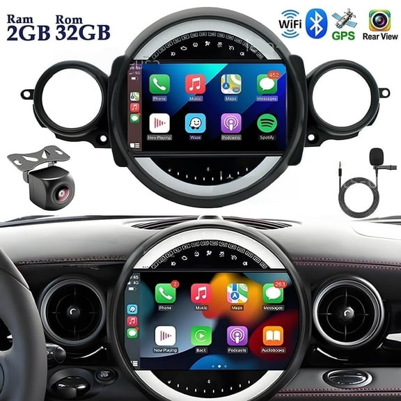 Eforcase 9 inch Android 13.0 Radio for BMW Mini Cooper 2007-2014 with Carplay Android Auto Receiver WiFi GPS Navi Bluetooth + AHD Backup Camera Mic
