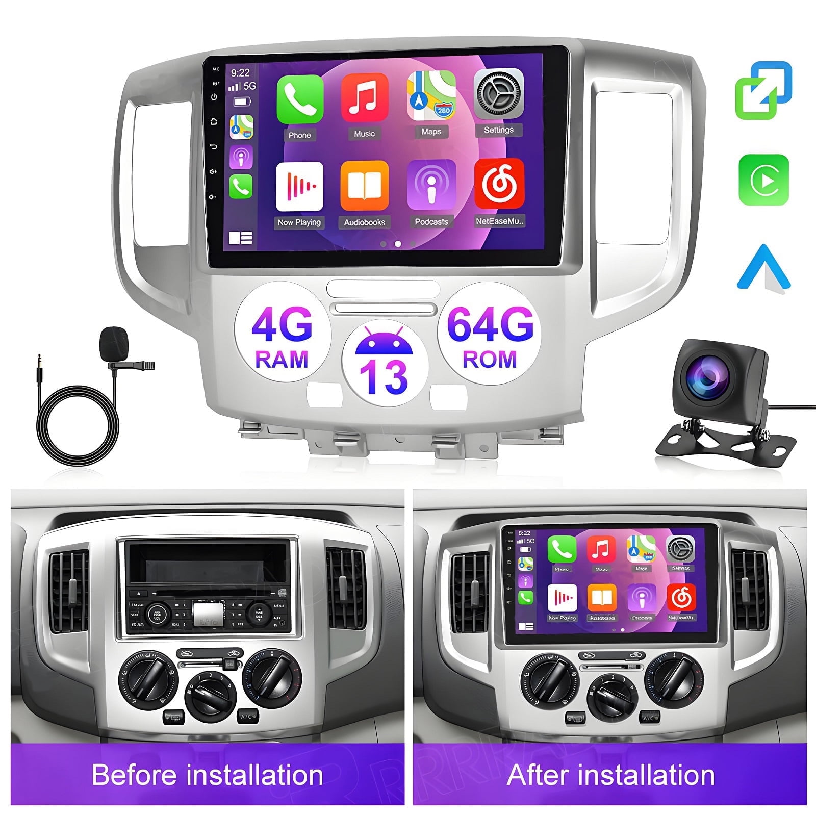Autoradio Android 15 Pour Nissan NV200 (2013-2021) - écran 9,7", GPS, CarPlay