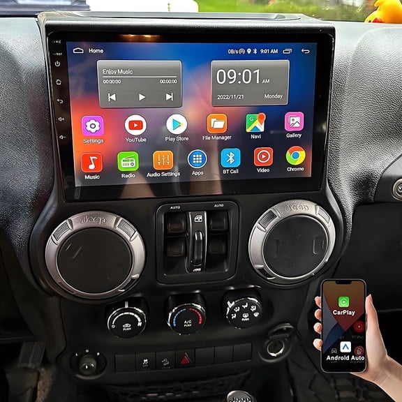 Eforcase Android 13 Car Stereo Radio for Jeep Wrangler 2011-2014, Support Wireless Carplay Android Auto Car Player Radio, 9" Touch Screen Bluetooth GPS Navigation