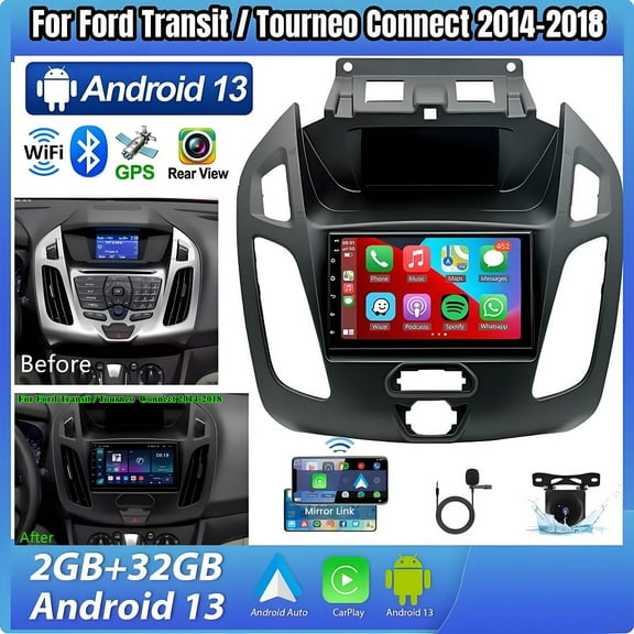 Eforcase Android 13 Car Stereo Radio for Ford Transit 2014-2018 Wireless Carplay Android Auto Navi with IPS Touch Screen/GPS FM/SWC, 2G+32G