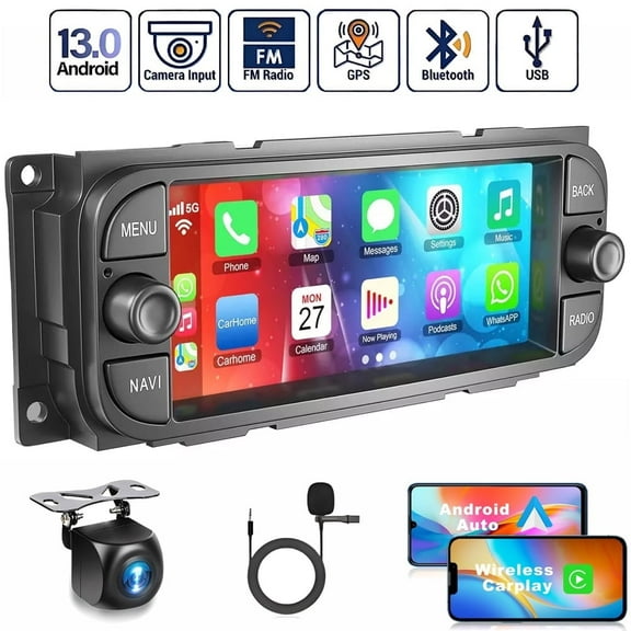 Eforcase Android 14.0 Car Radio Stereo for Caravan Viper Grand Voyager 2000-2010 Touchscreen Car Play Screen with Carplay & Android Auto Support GPS Bluetooth SWC WiFi FM/Backup Camera