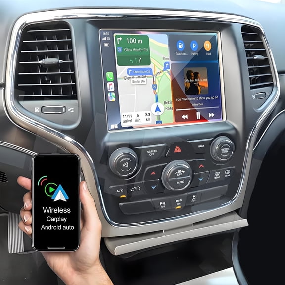Eforcase Android 14 Car Radio Stereo for Jeep GrandCherokee Wrangler Dodge Ram 2015-2021, Carplay Android Auto Aftermarket Radio,8inch Touch Screen Car Play Screen with AHD Backup Camera