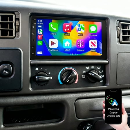 Eforcase Android 15 Double Din Car Stereo for Ford F250 F-350 1999-2004 with 7 Inch Touchscreen Radio Built-in Wireless Carplay/Android Auto/GPS/Bluetooth/FM/SWC + Backup Camera