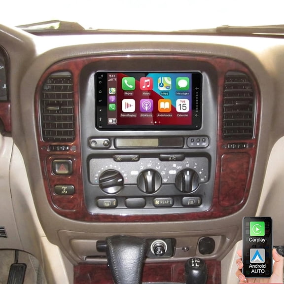 Eforcase Android Car Stereo Radio for Toyota Land Cruiser 1998-2007 with Wireless Carplay Android Auto 7 inch Touch Screen Radio with Bluetooth/WiFi/GPS/FM/SWC Backup Camera