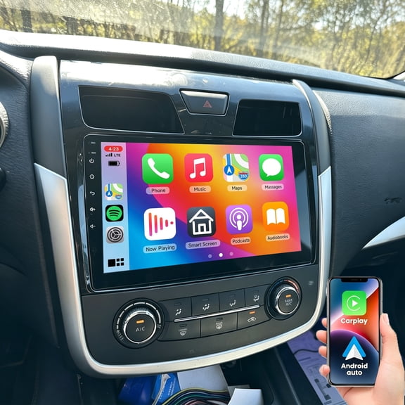 Eforcase Android Double Din Car Stereo for Nissan Altima 2013-2018 with Carplay 10.1'' Touchscreen Car Radio Support Bluetooth, WiFi, GPS, FM, SWC + Rear Camera