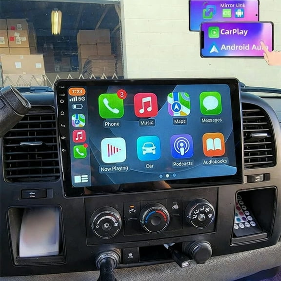 Eforcase Car Radio for Chevrolet Silverado 1500HD 2500HD 3500HD 2007-2014 GPS Navigation with 10.1 inch Touch Screen Wireless CarPlay Android Auto Bluetooth FM SWC Backup Camera