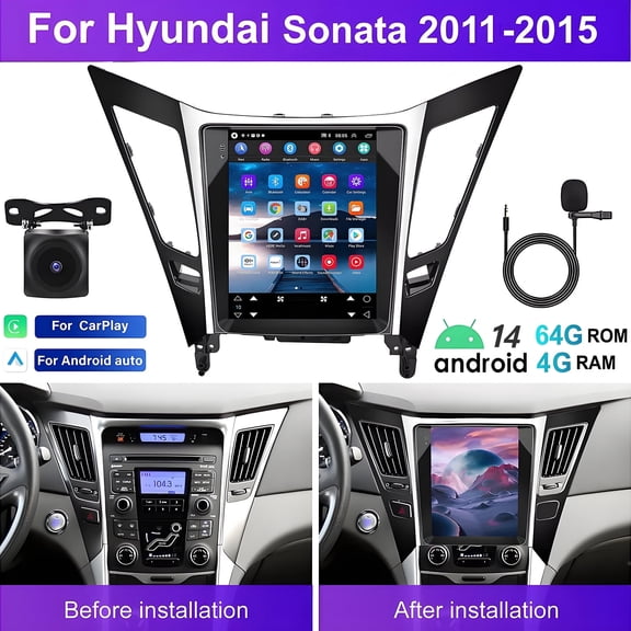Eforcase Car Radio for Hyundai Sonata 2011-2015,9.7" Android 14 Touchscreen Car Stereo Support Wirless Carplay,Android Auto,GPS,SWC,WiFi,Bluetooth with Backup Camera,4+64GB