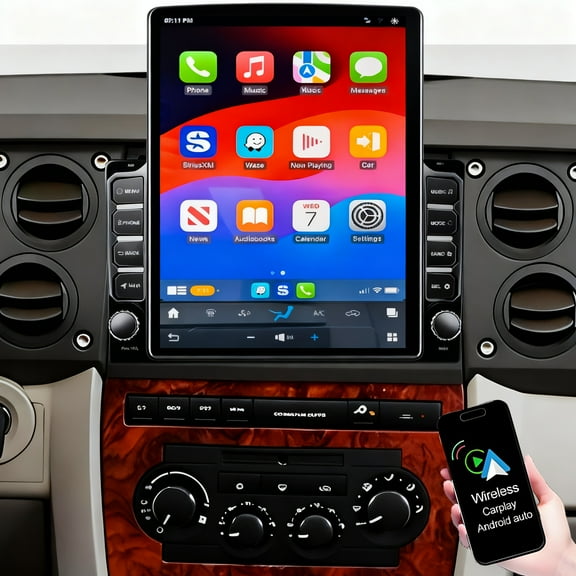 Eforcase Car Radio for Jeep Commander 2006-2010 with Wireless Carplay/Android Auto, 9.7" Touch Screen GPS WiFi Bluetooth FM SWC Mirror Link Backup Camera