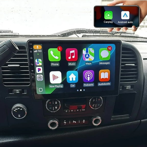 Eforcase Car Radio Stereo for GMC Sierra 1500 2500 3500 2007-2014, 2+32G Android 15 Touch Screen Head Unit with Wireless CarPlay Android Auto Bluetooth GPS FM Backup Camera