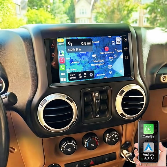 Eforcase Car Radio Stereo for Jeep Wrangler JK 2011-2014, 7" Touchscreen Head Unit with Wireless Carplay Android Auto Bluetooth WiFi GPS FM SWC Mirror Link Backup Camera