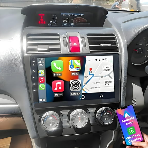 Eforcase Car Radio for Subaru Forester WRX/XV 2012-2015, 64G ROM 9" Touch Screen Stereo with Wireless Carplay Android Auto Bluetooth GPS RDS FM Mirror Link WiFi SWC Backup Camera