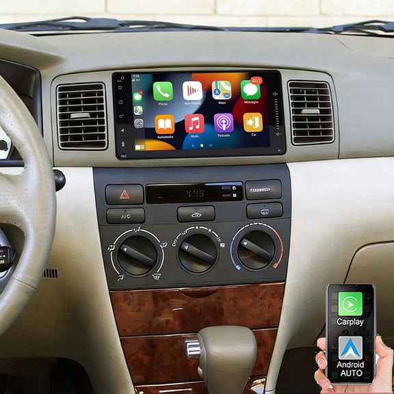Eforcase Car Radio for Toyota Corolla 2002-2006 with Wireless CarPlay & Android Auto, 7 Inch Touch Screen Head Unit with Bluetooth GPS Navigation SWC WiFi FM Backup Camera