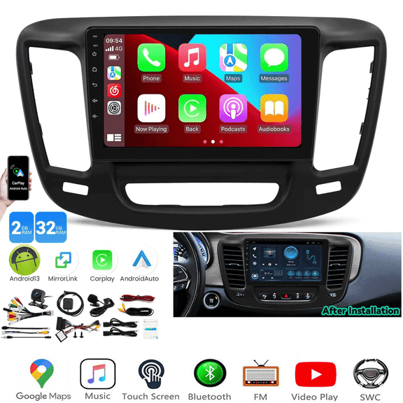 Eforcase Car Radio for Chrysler 200 200C 200S 2015-2019 Wireless CarPlay Android Auto Car Stereo with GPS WiFi Mirror Link+Camera