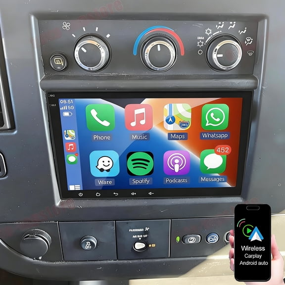 Eforcase Car Stereo for Chevy Express 2500 3500 4500 2008-2024 with Wireless Carplay Android Auto, Android 13 8" HD IPS Touchscreen Radio with GPS Navigation WiFi Bluetooth FM/RDS SWC Backup Camera