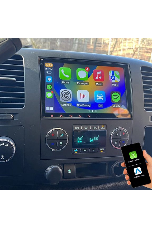 Car Stereo Radio for Chevrolet Silverado 2007-2013 with Wireless Carplay Android Auto, 8inch Android Touchscreen Car Radio with Bluetooth FM/RDS WiFi GPS SWC Rear Camera