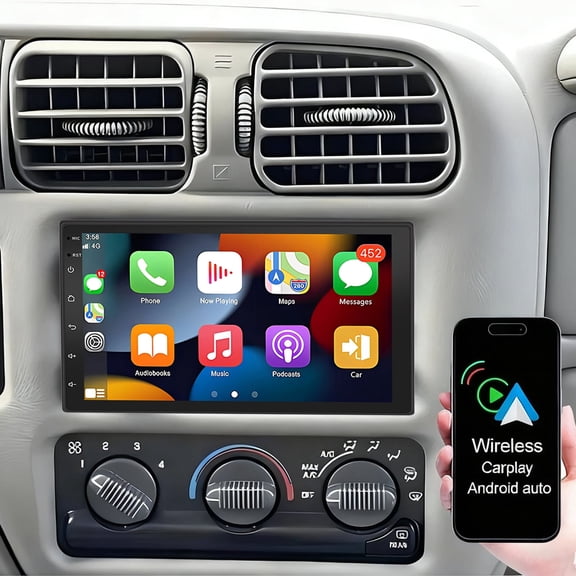Eforcase Car Stereo Radio for Chevy Blazer 2002-2005 with Wireless CarPlay Android Auto, 7 inch Touchscreen Head Unit GPS Navigation WiFi Mirror Link AM/FM Radio, Backup Camera