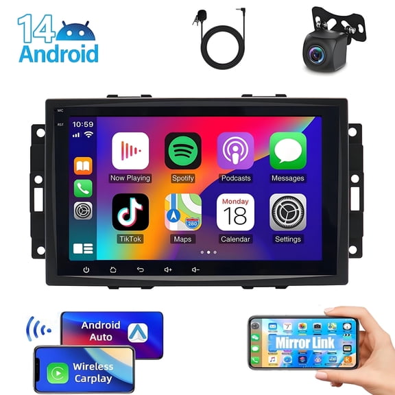 Eforcase Car Stereo Radio for Chrysler 300/Charger 2005-2007 with Wireless Carplay Android Auto,8inch Android 14 Car Play Screen Navigation GPS After Market Stereo