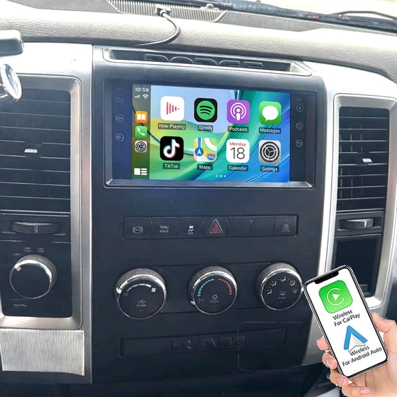 Eforcase Car Stereo Radio for Dodge RAM 1500 2500 3500 2009-2012 with Wireless CarPlay Android Auto, Android 13 7" Touchscreen with WiFi/GPS Bluetooth FM/RDS Radio AHD Backup Camera