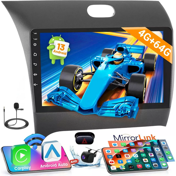 Eforcase Car Stereo Radio for Kia Forte 2013-2018 Android with Wireless Carplay Android Auto WiFi GPS Navigation Player Android Auto 9 Touchscreen Audio Backup Camera Multimedia Head Unit