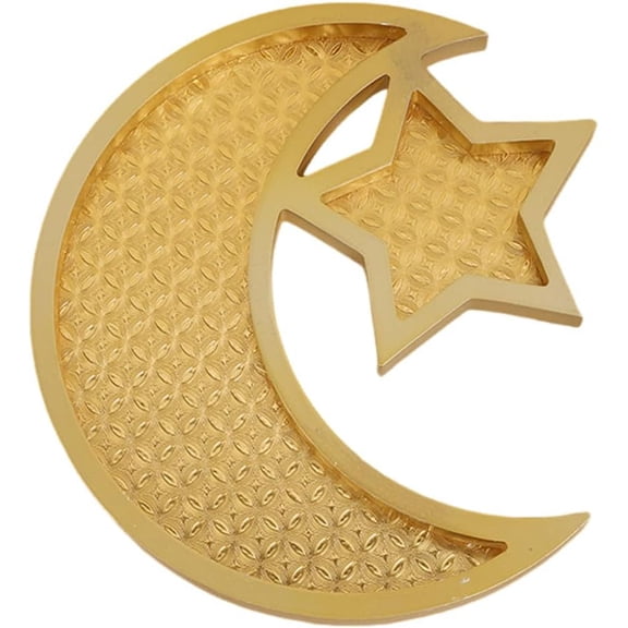 Eforcase Wooden Ramadan Decoration Tray - Crescent Moon Star Tray - Serving Tray - Dessert Platters - Storage Container - Display Holder - Eid Mubarak
