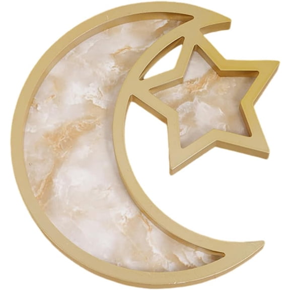 Eforcase Wooden Ramadan Decoration Tray - Crescent Moon Star Tray - Serving Tray - Dessert Platters - Storage Container - Display Holder - Eid Mubarak