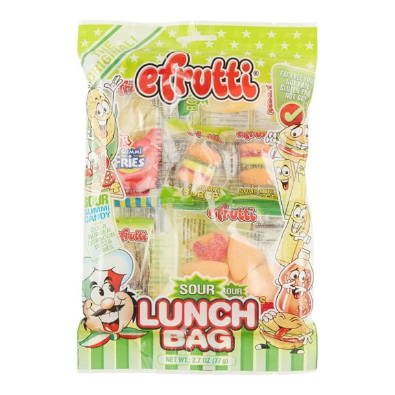 Efrutti Sour Lunch Bag Gummy Candy 2.7 oz. 3ea pack of 2