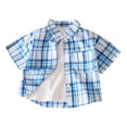 thumbnail image 1 of Efsteb 1-11 Years Boys Checkered T-shirt Summer Fashion Casual Lapel Button Short Sleeve Shirts (Light Blue,1 Years), 1 of 3