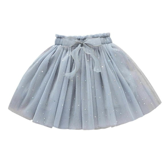 Efsteb 2-12 Years Toddler Girls Tutu Skirt Sequins Girl Short Skirts Princess Birthday Bow Tulle Dress (Gray,2 Years)