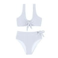 thumbnail image 1 of Efsteb 2 Piece High Waisted Bikini Set for Women Bandage V Neck Split Swimsuit Two Piece Bathing Suit (White,S), 1 of 6