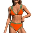 thumbnail image 1 of Efsteb 2 Piece High Waisted Bikini Set for Women V Neck Strap Split Swimsuit Beach Two Piece Bathing Suit (Orange,S), 1 of 8